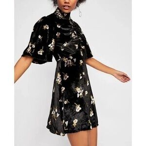 Free People Be My Baby Velvet Floral Mini Dress